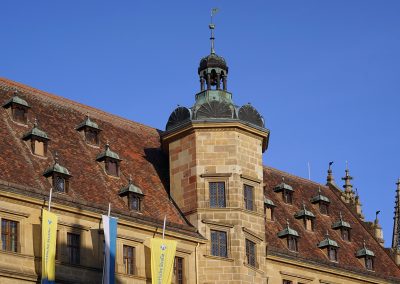 Der Treppenturm des Rathauses Rothenburg ob der Tauber